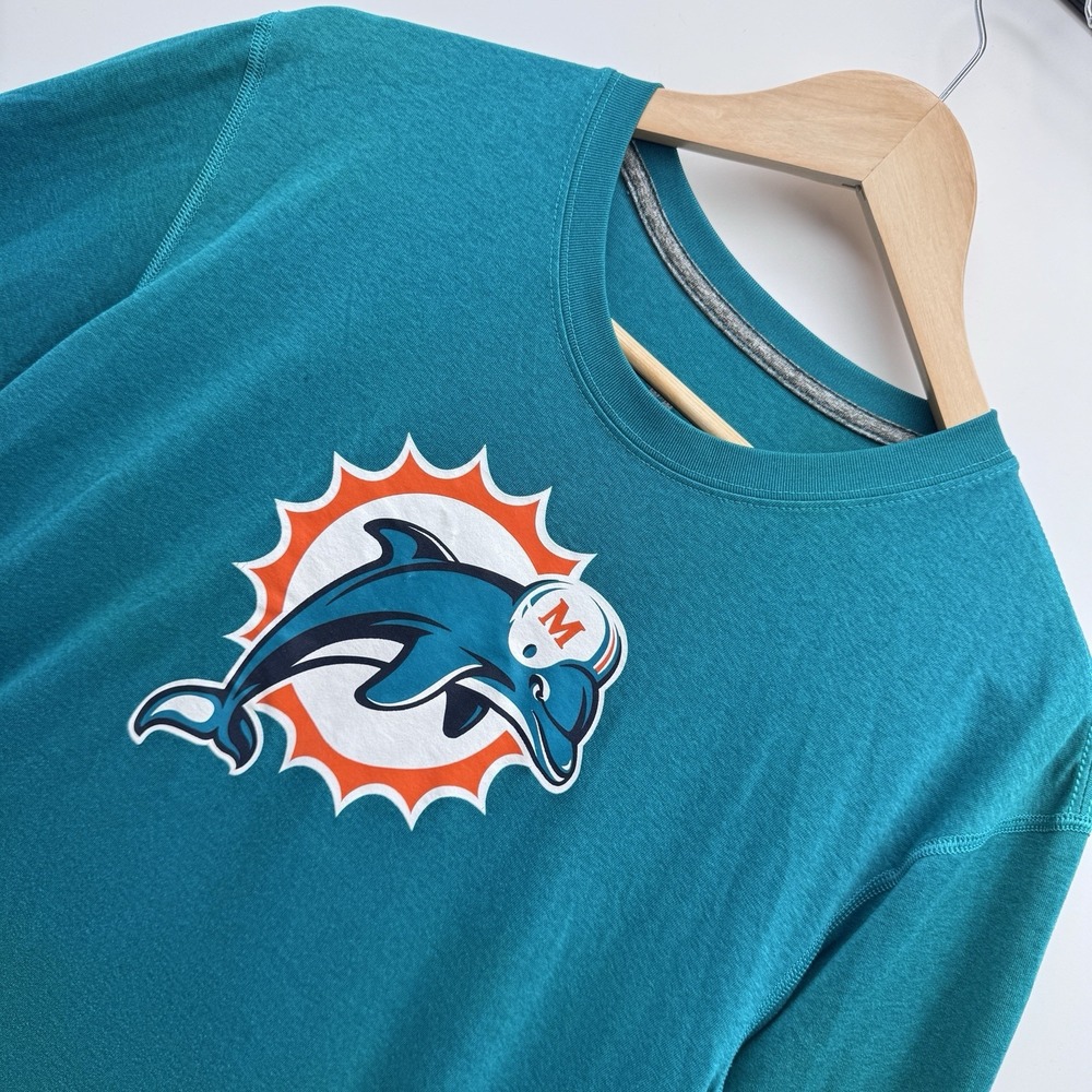Nike NFL Team Apparel Miami Dolphins Dri-Fit Long Sleeve Shirt Mens M Vtg Logo